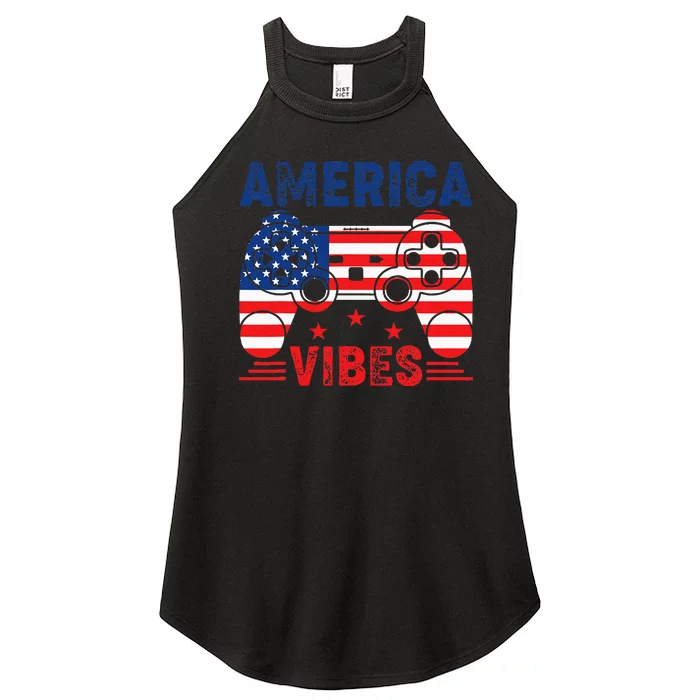 4th Of July Gamer America Vibes Women’s Perfect Tri Rocker Tank