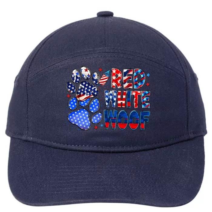 4th Of July Red White Woof 7-Panel Snapback Hat