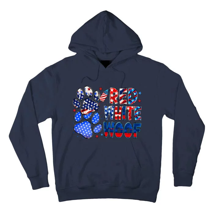 4th Of July Red White Woof Tall Hoodie