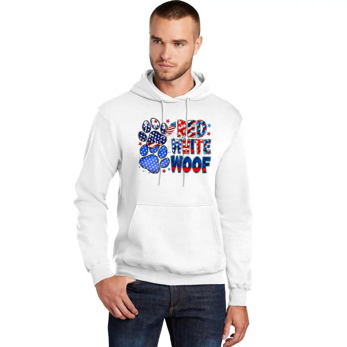 4th Of July Red White Woof Hoodie