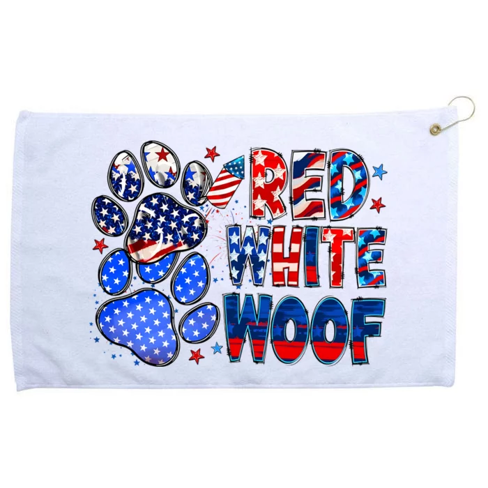 4th Of July Red White Woof Grommeted Golf Towel