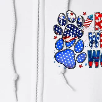 4th Of July Red White Woof Full Zip Hoodie