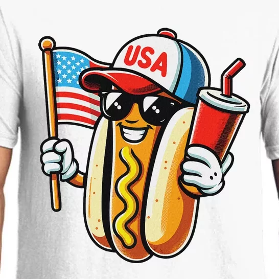 4th Of July Hotdog Sunglasses American Flag Usa Patriotic Pajama Set