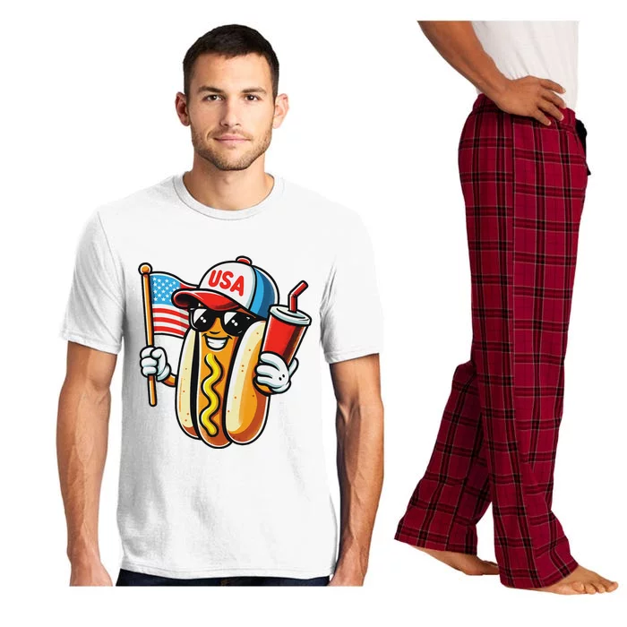 4th Of July Hotdog Sunglasses American Flag Usa Patriotic Pajama Set