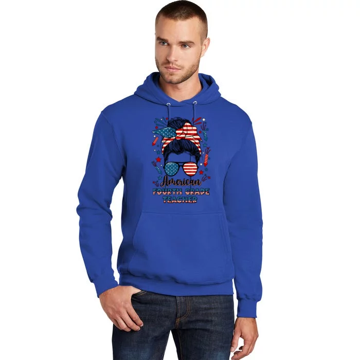 4Th Of July Fourth Grade Teacher American Flag 4Th Grade Great Gift Tall Hoodie