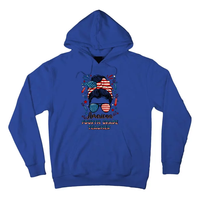 4Th Of July Fourth Grade Teacher American Flag 4Th Grade Great Gift Tall Hoodie