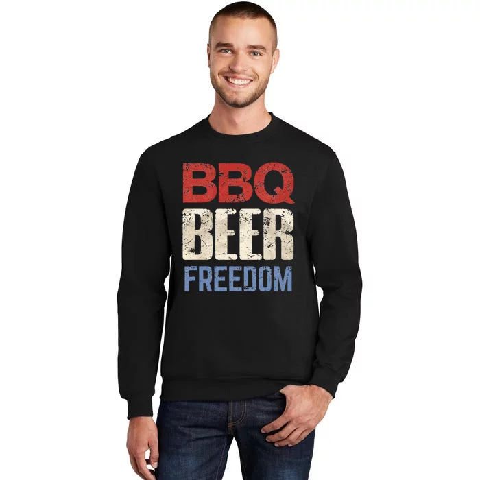 4th of July Patriotic USA American Flag BBQ Beer Freedom Tall Sweatshirt