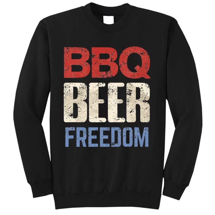 4th of July Patriotic USA American Flag BBQ Beer Freedom Tall Sweatshirt