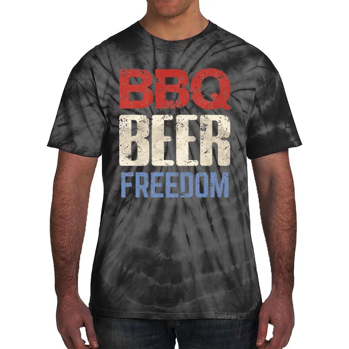 4th of July Patriotic USA American Flag BBQ Beer Freedom Tie-Dye T-Shirt