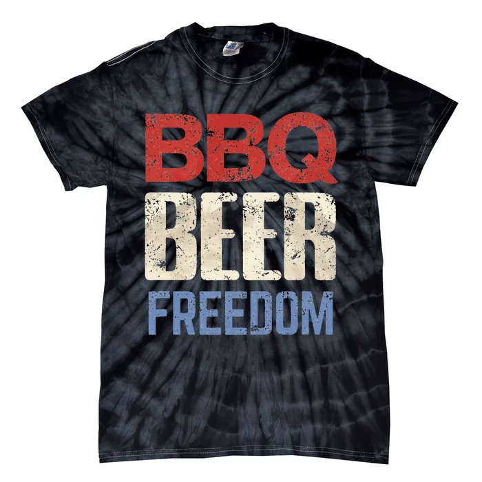 4th of July Patriotic USA American Flag BBQ Beer Freedom Tie-Dye T-Shirt