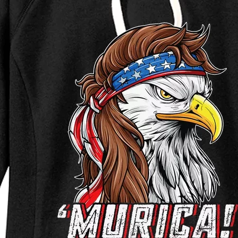 4th of July Eagle Mullet Murica American Flag USA Merica Women's Fleece Hoodie