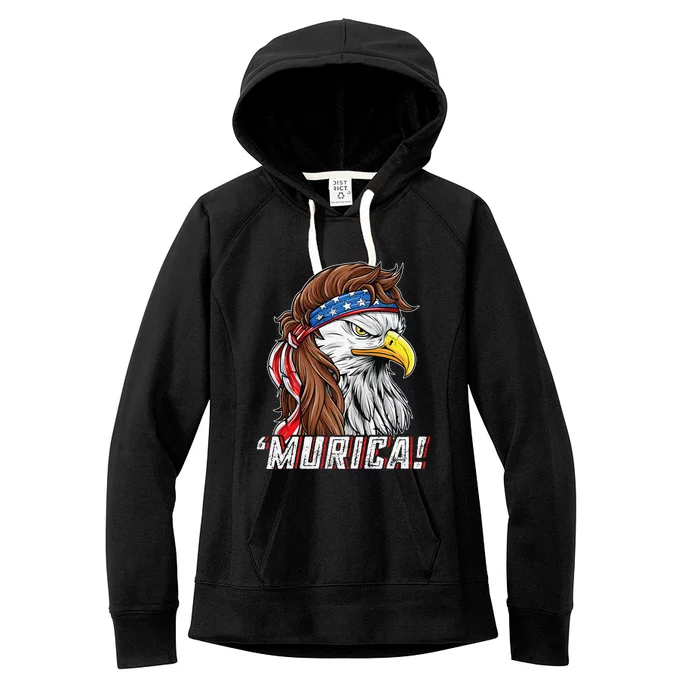 4th of July Eagle Mullet Murica American Flag USA Merica Women's Fleece Hoodie