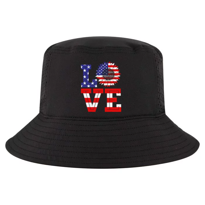 4th Of July Love Sunflower Patriotic Cool Comfort Performance Bucket Hat