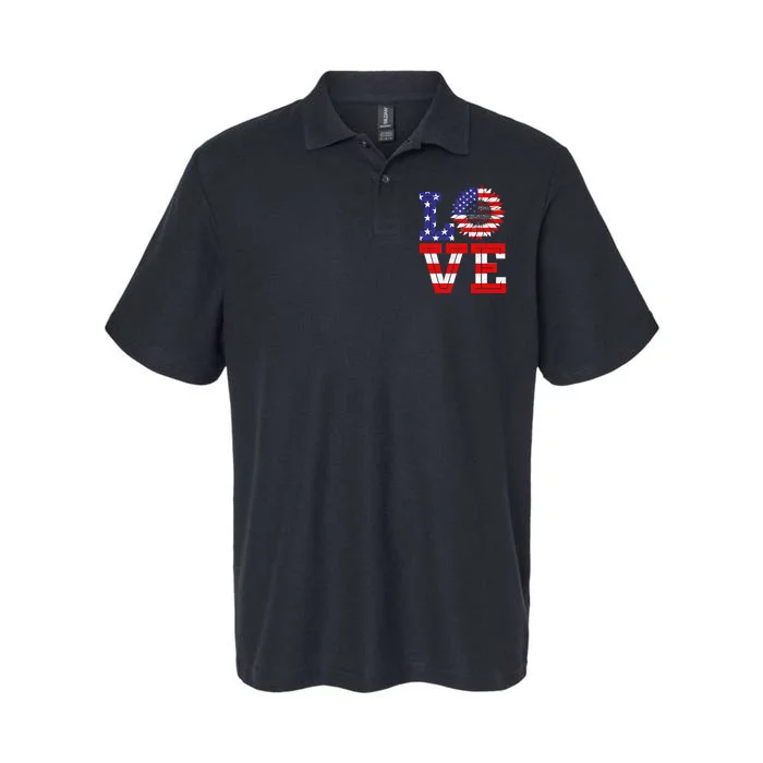 4th Of July Love Sunflower Patriotic Softstyle Adult Sport Polo