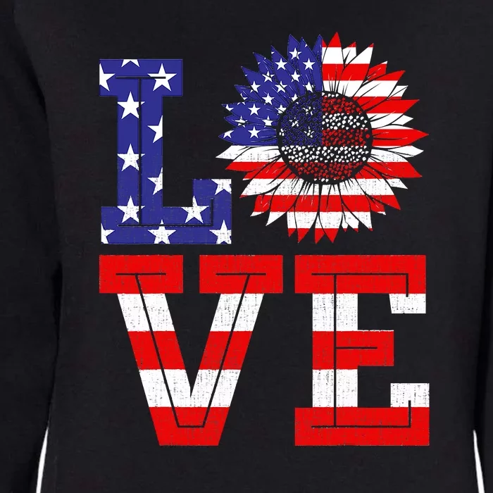 4th Of July Love Sunflower Patriotic Womens California Wash Sweatshirt