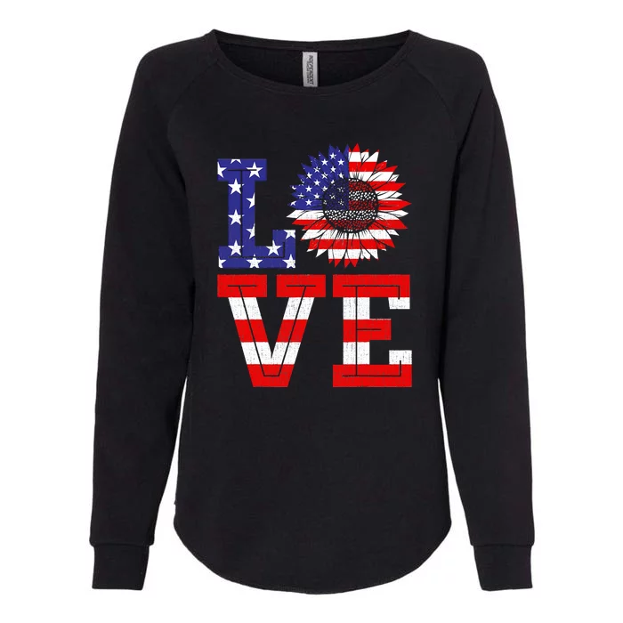 4th Of July Love Sunflower Patriotic Womens California Wash Sweatshirt