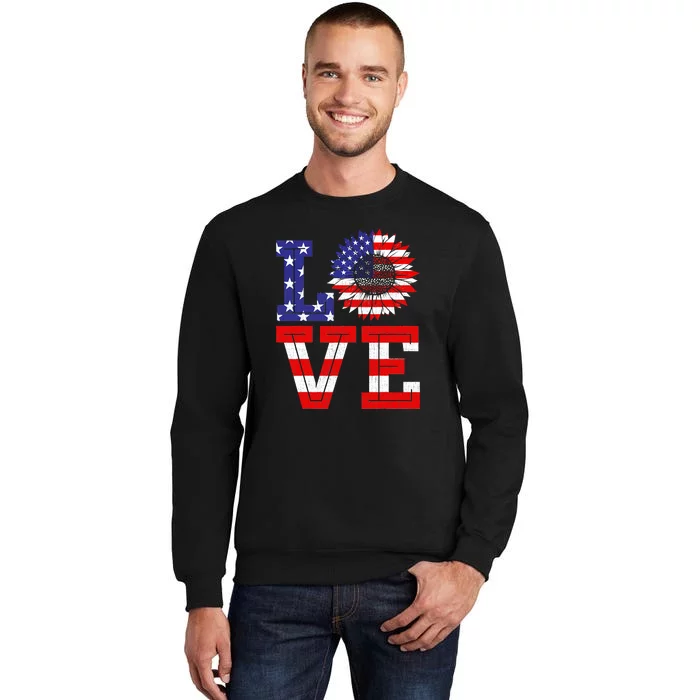 4th Of July Love Sunflower Patriotic Tall Sweatshirt