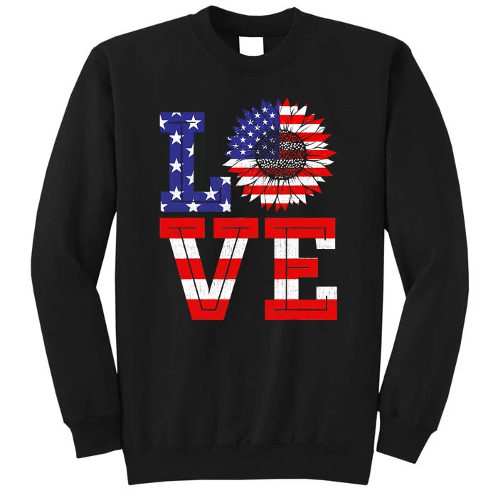 4th Of July Love Sunflower Patriotic Tall Sweatshirt