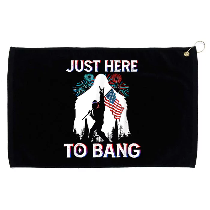 4th Of July Bigfoot Sasquatch Just Here To Bang Funny Grommeted Golf Towel