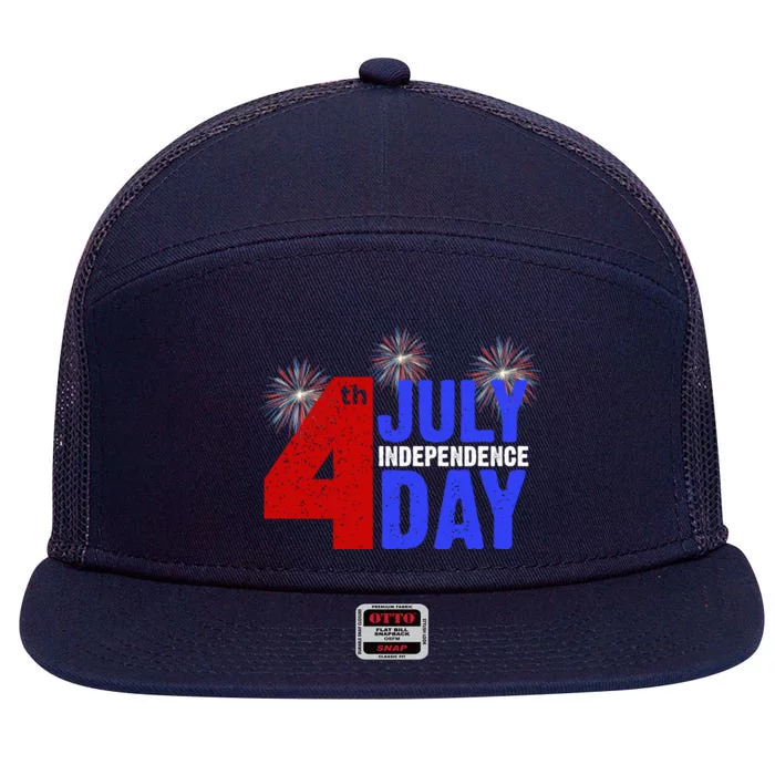 4th Of July Independence Day Fireworks Celebration 7 Panel Mesh Trucker Snapback Hat