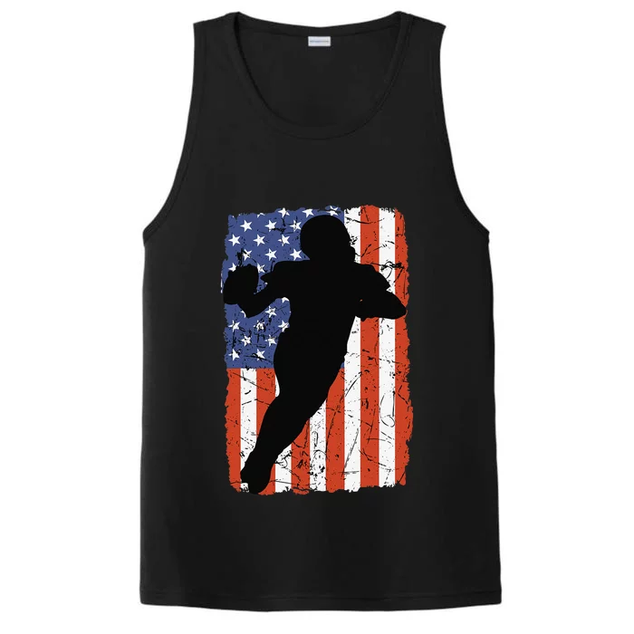 4th Of July Football Retro Vintage Patriotic American Flag Performance Tank