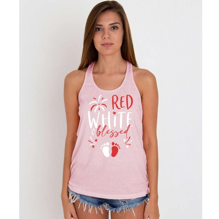 4th Of July Pregnancy Dress Cute Patriotic Reveal Cool Gift Women's Knotted Racerback Tank