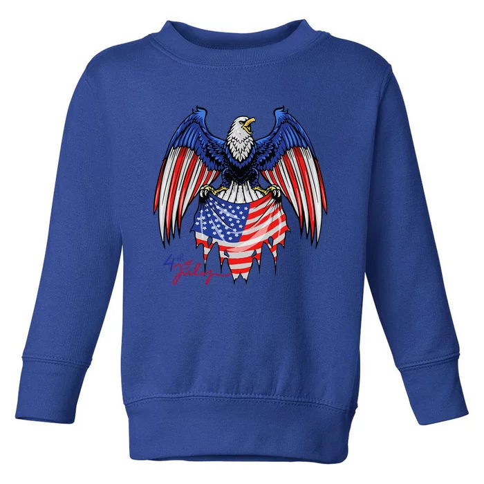 4th Of July Patriotic American Flag Eagle Toddler Sweatshirt