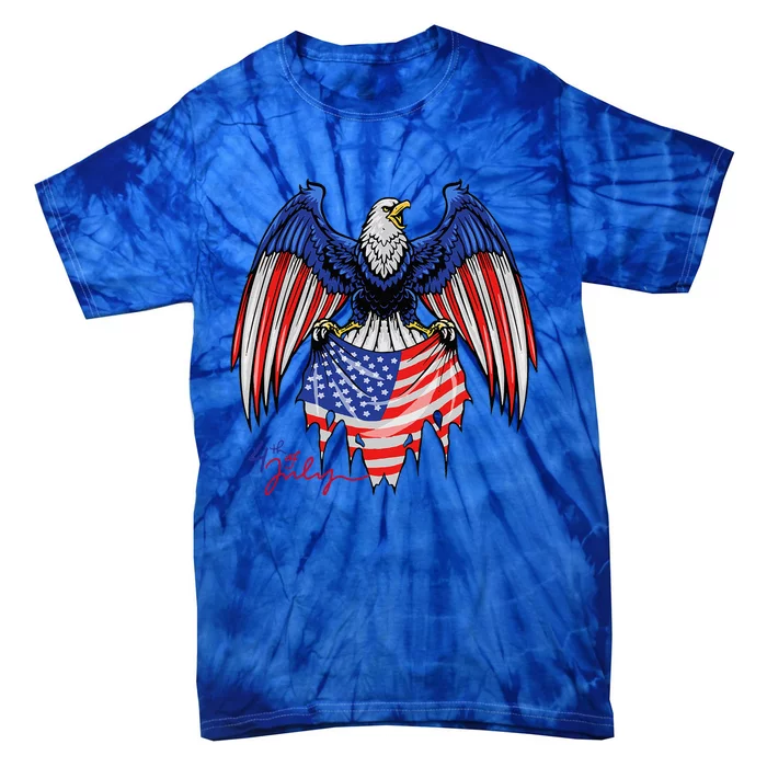 4th Of July Patriotic American Flag Eagle Tie-Dye T-Shirt