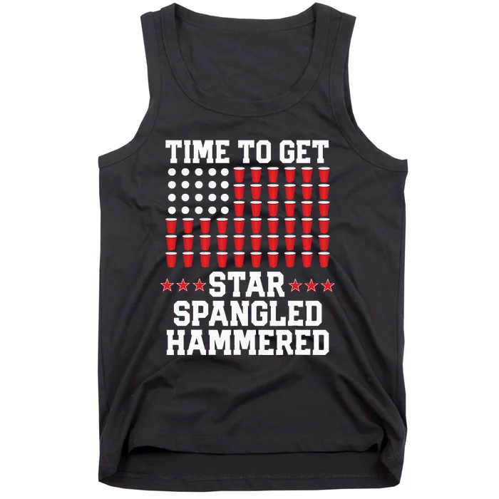 4th Of July Gift Beer Pong American Flag Tank Top