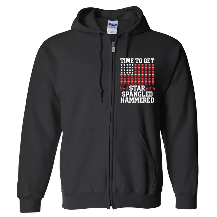 4th Of July Gift Beer Pong American Flag Full Zip Hoodie