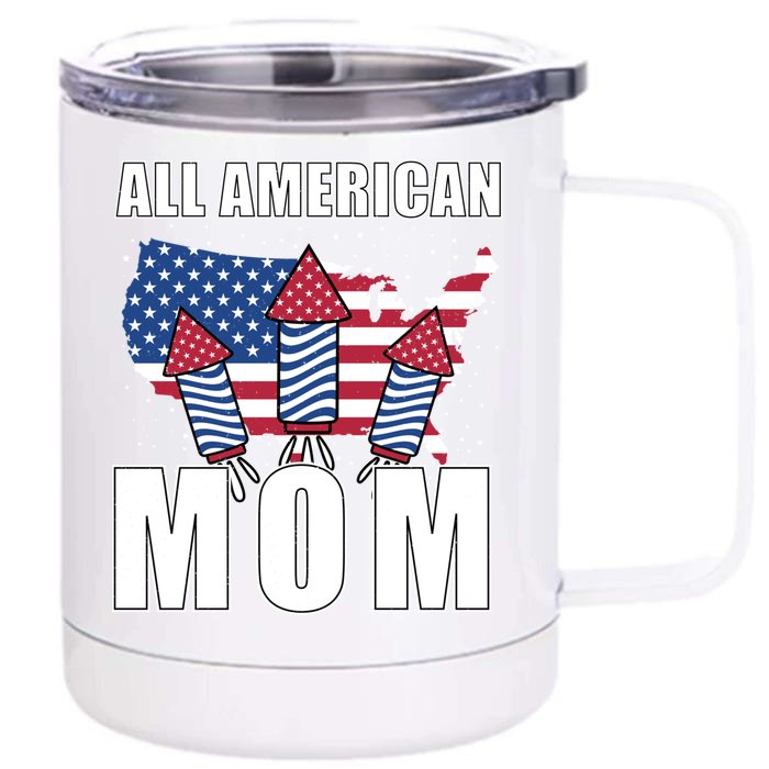 4th Of July Accessoires All American Mom Gift Front & Back 12oz Stainless Steel Tumbler Cup