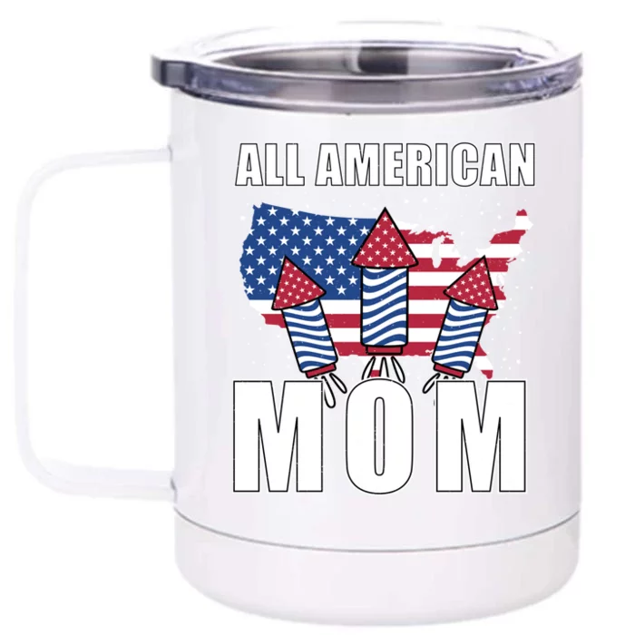 4th Of July Accessoires All American Mom Gift Front & Back 12oz Stainless Steel Tumbler Cup