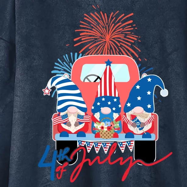 4th Of July Gnome Celebration Hooded Wearable Blanket