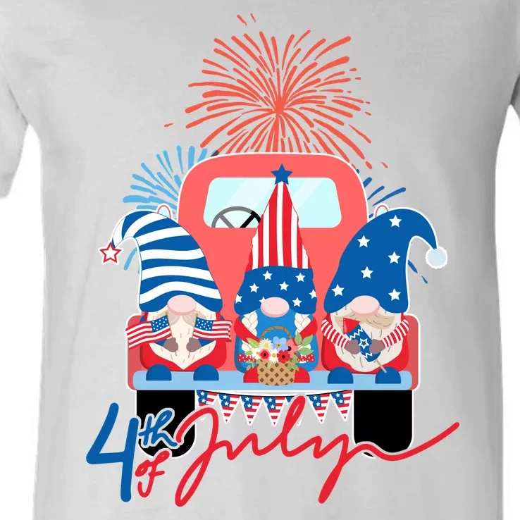 4th Of July Gnome Celebration V-Neck T-Shirt