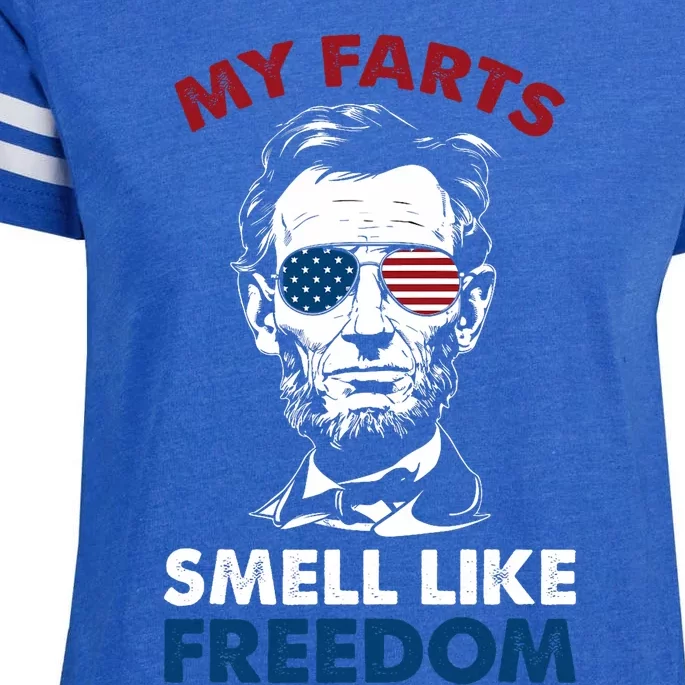 4th Of July My Farts Smell Like Freedom Abraham Lincoln Enza Ladies Jersey Football T-Shirt