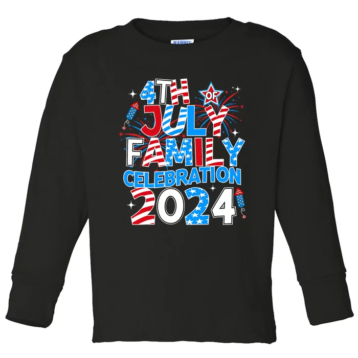 4th Of July Family Celebration 2024 Family Matching Squad Toddler Long Sleeve Shirt