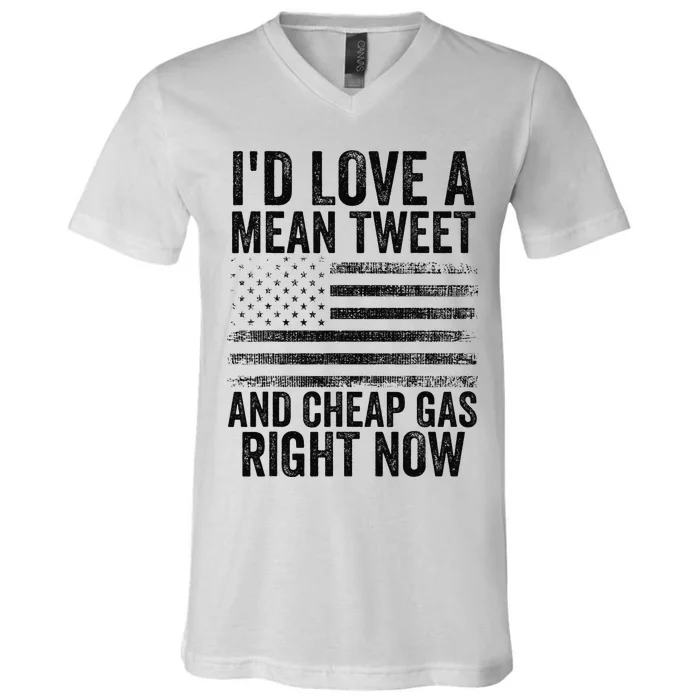 4th Of July I'd Love A Mean Tweet And A Cheap Gas Right Now V-Neck T-Shirt