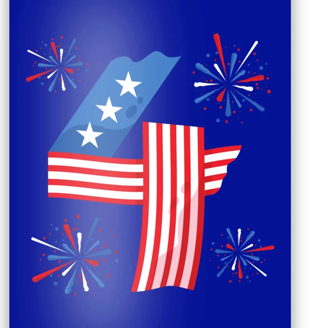 4th Of July American Flag Four Firecrackers Gift Poster