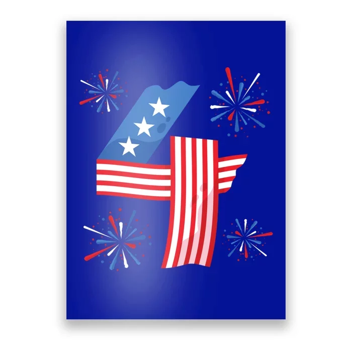 4th Of July American Flag Four Firecrackers Gift Poster