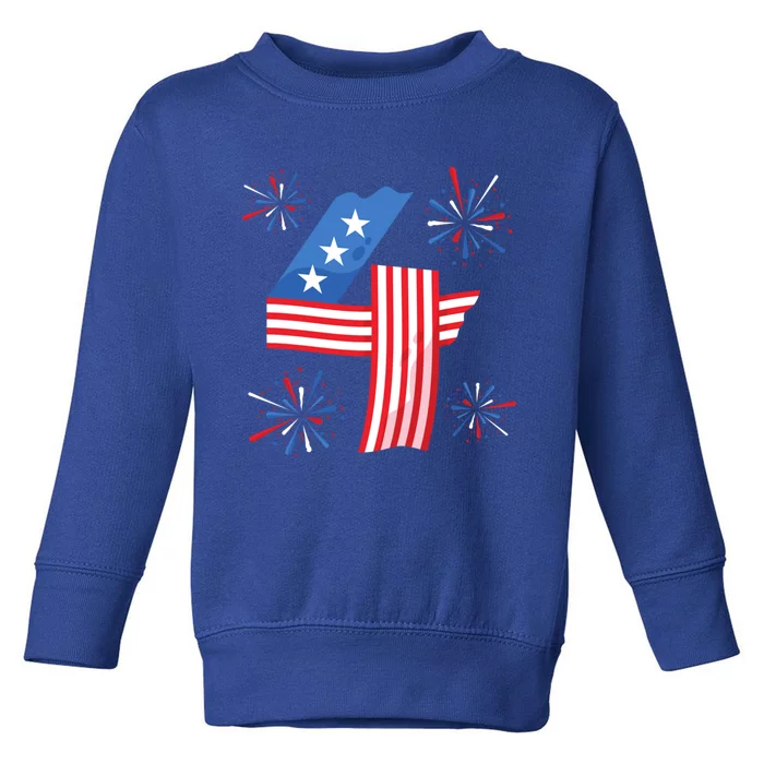 4th Of July American Flag Four Firecrackers Gift Toddler Sweatshirt