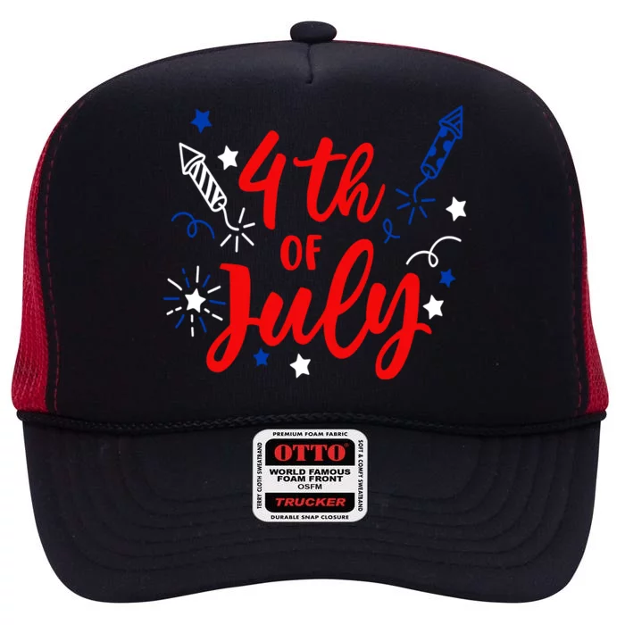 4th Of July Independence Day Celebration High Crown Mesh Trucker Hat