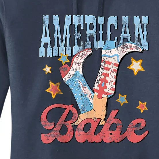 4th Of July Western Cowgirl Boots Retro American Girl Babe Gift Women's Pullover Hoodie