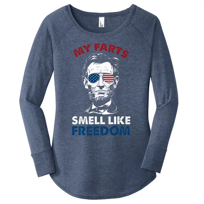 4th Of July My Farts Smell Like Freedom Abraham Lincoln Women's Perfect Tri Tunic Long Sleeve Shirt