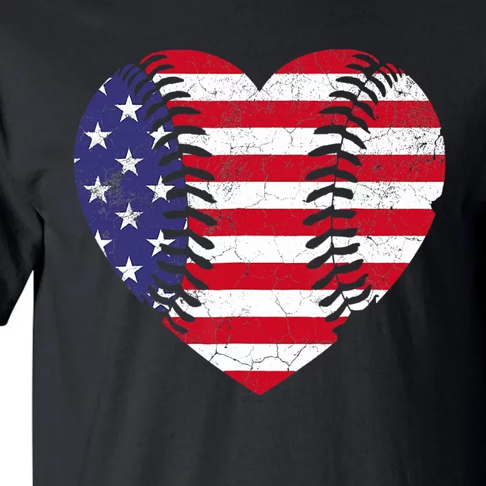 4th Of July For Wo American Flag Baseball Heart USA Tall T-Shirt