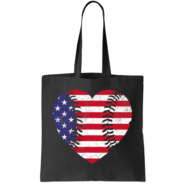 4th Of July For Wo American Flag Baseball Heart USA Tote Bag