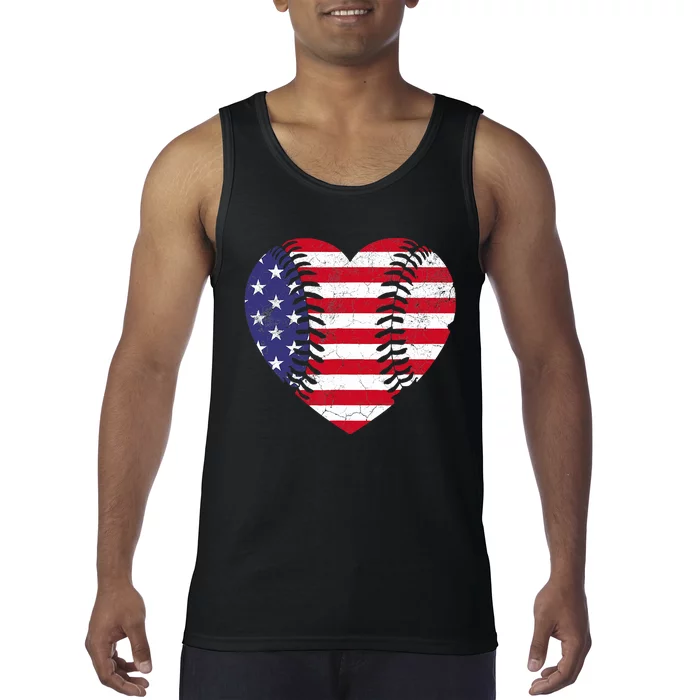 4th Of July For Wo American Flag Baseball Heart USA Tank Top