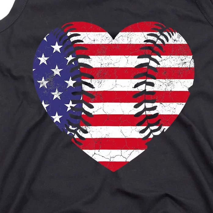 4th Of July For Wo American Flag Baseball Heart USA Tank Top