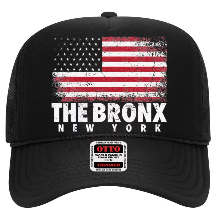 4th of July The Bronx New York NY American Flag USA High Crown Mesh Trucker Hat