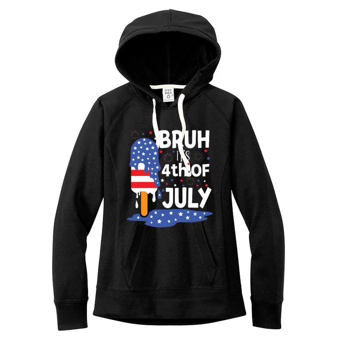 4th Of July Shirts For Bruh Ice Pops Cream Women's Fleece Hoodie