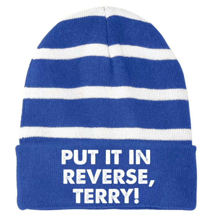 4th Of July Put It In Reverse Terry! Back It Up Gift Striped Beanie with Solid Band